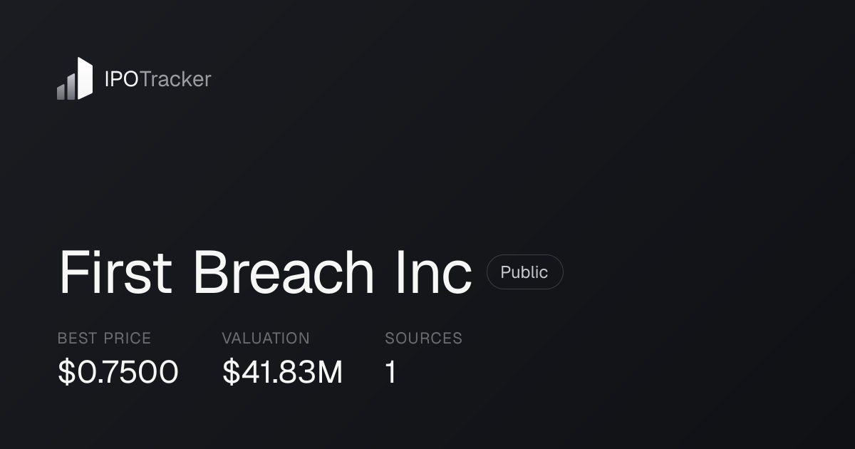 First Breach Inc IPO Date, IPO Price & Pre-IPO Markets | IPO Tracker